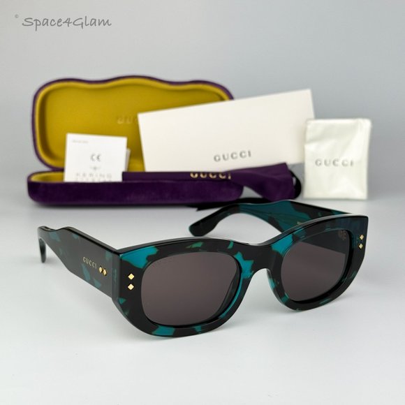 NEW Gucci GG1215S 001 Havana Grey Rectangle Unisex Sunglasses GG 1215S - Picture 1 of 12